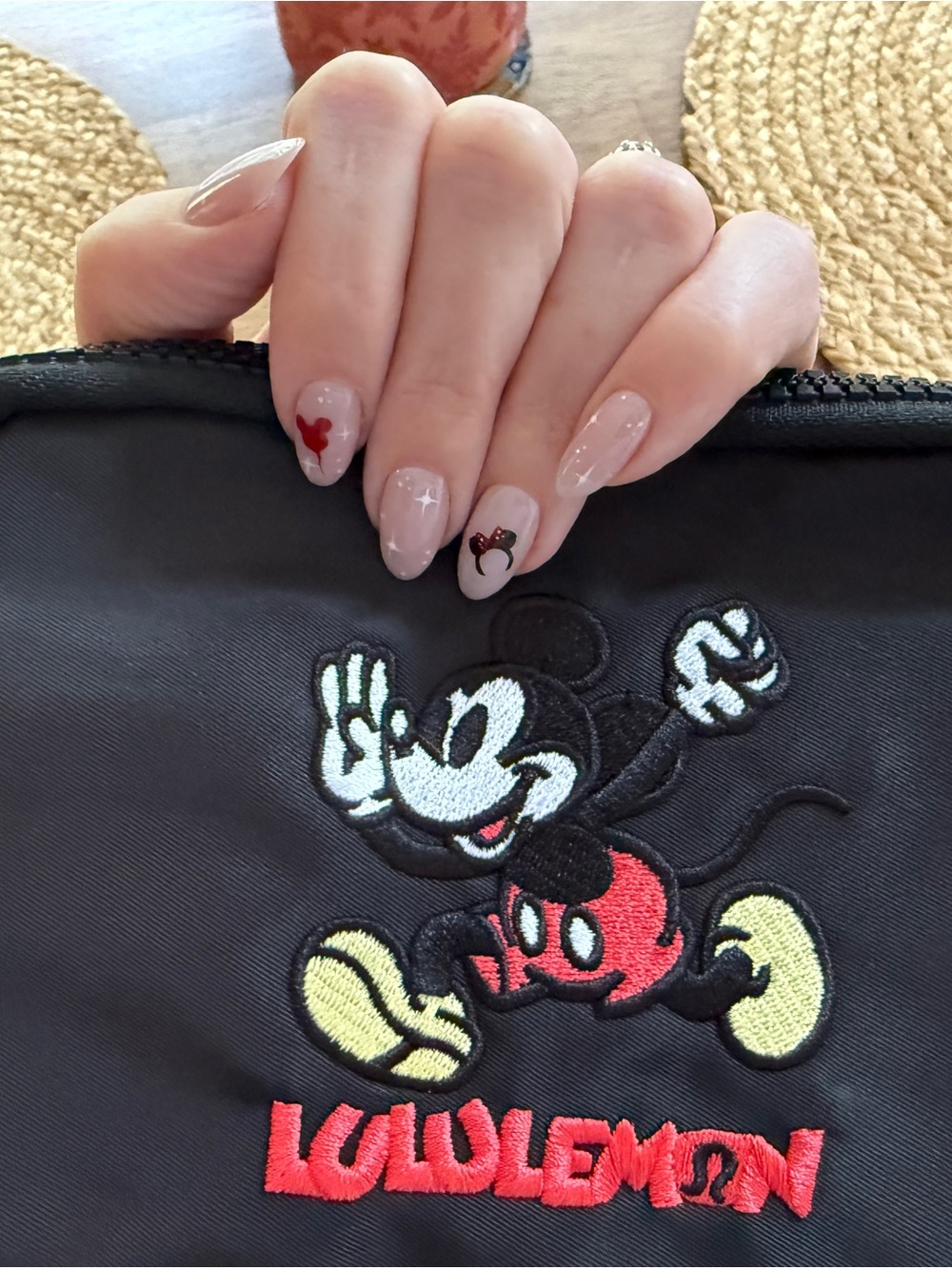 lululemon athletica Black Pouch with Embroidered Mickey